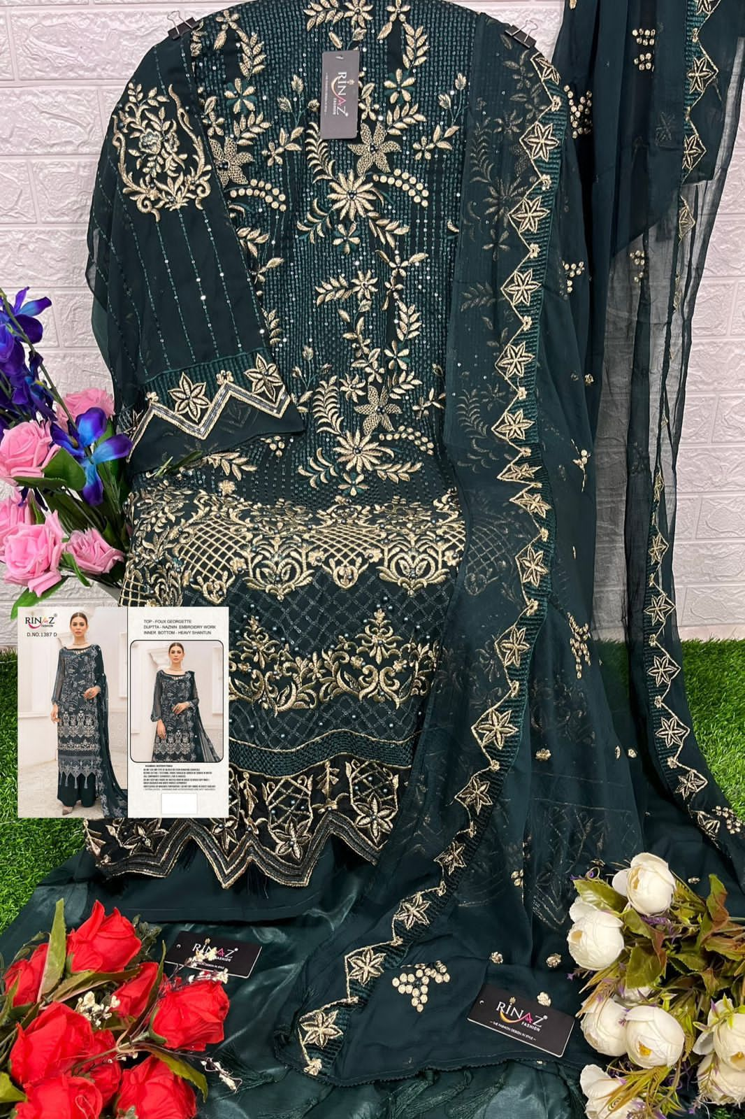 Rinaz 1387 Wedding Wear Wholesale Georgette Pakistani Salwar Suits